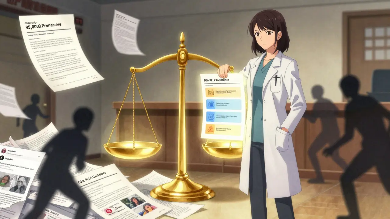 Medical guidelines outweighing misinformation on a glowing scale, with a doctor standing beside accurate sources.