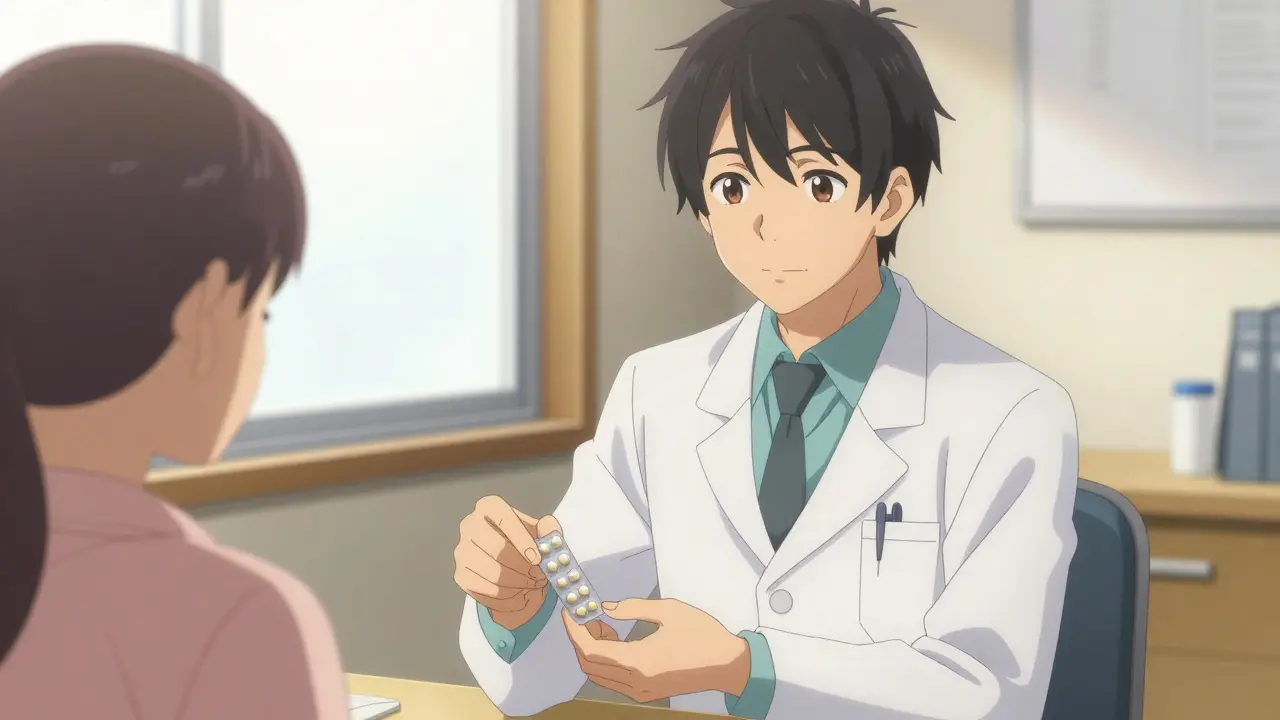 Handsome male physician providing oral medication as a safer cardiac alternative