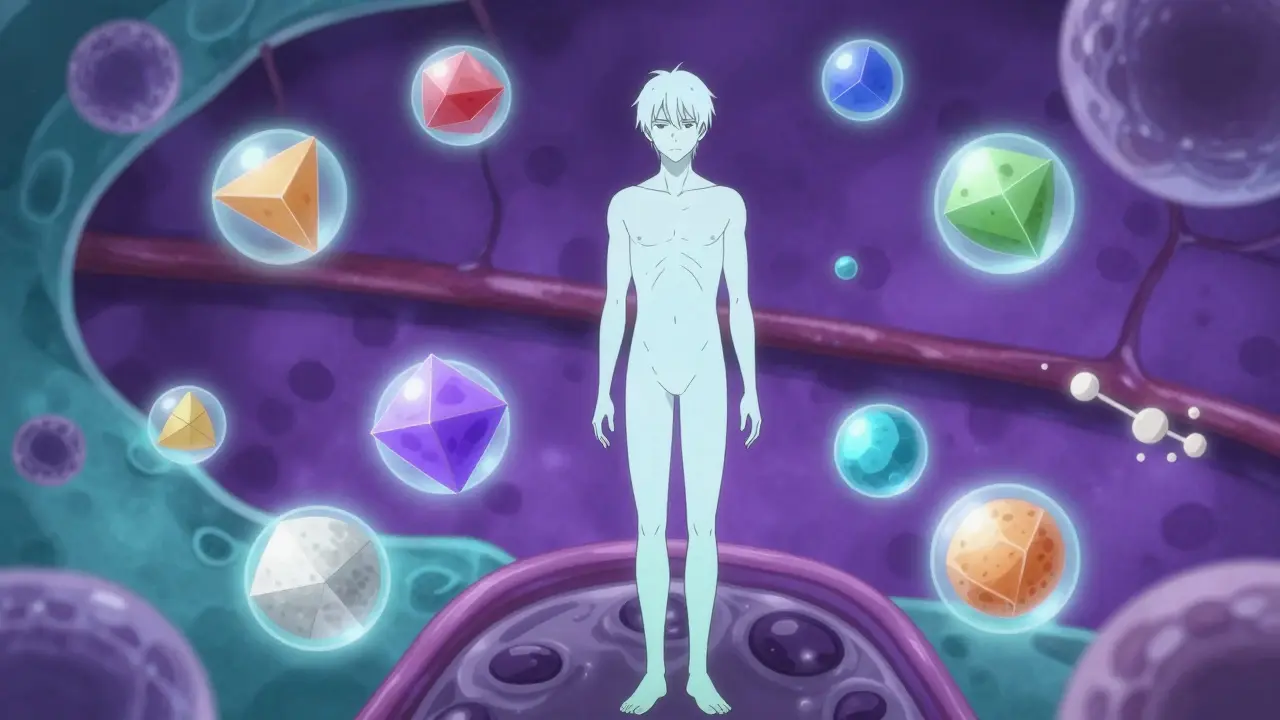 Anime character surrounded by glowing molecules representing drug bioequivalence