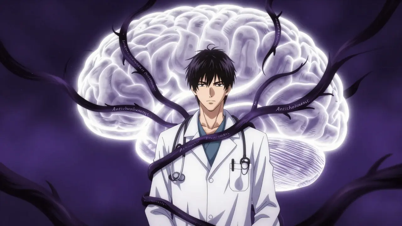 Manga style art of brain affected by medication risks
