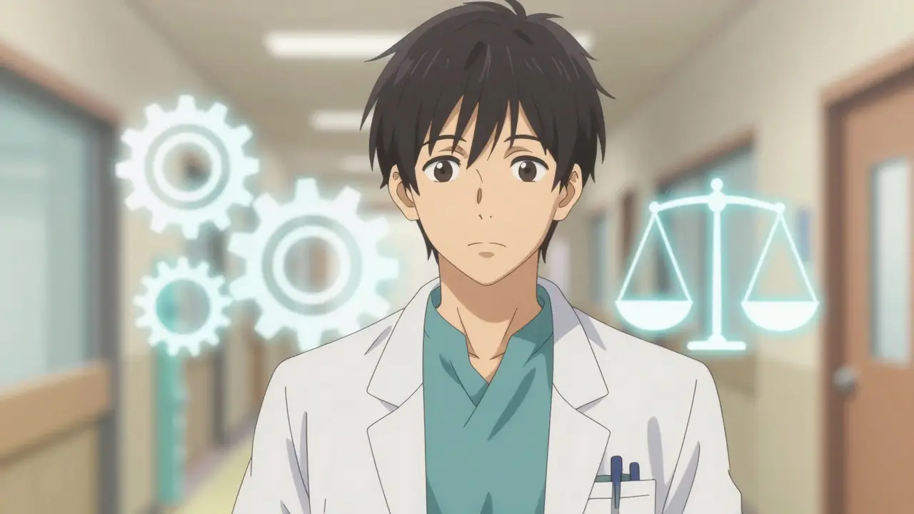 Reassuring doctor explaining therapeutic equivalence of authorized generics